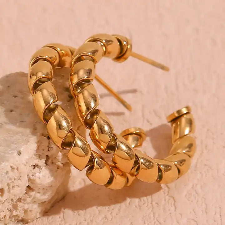 Party Earrings - Anti Tarnish Winding Twisted C Shape Earring