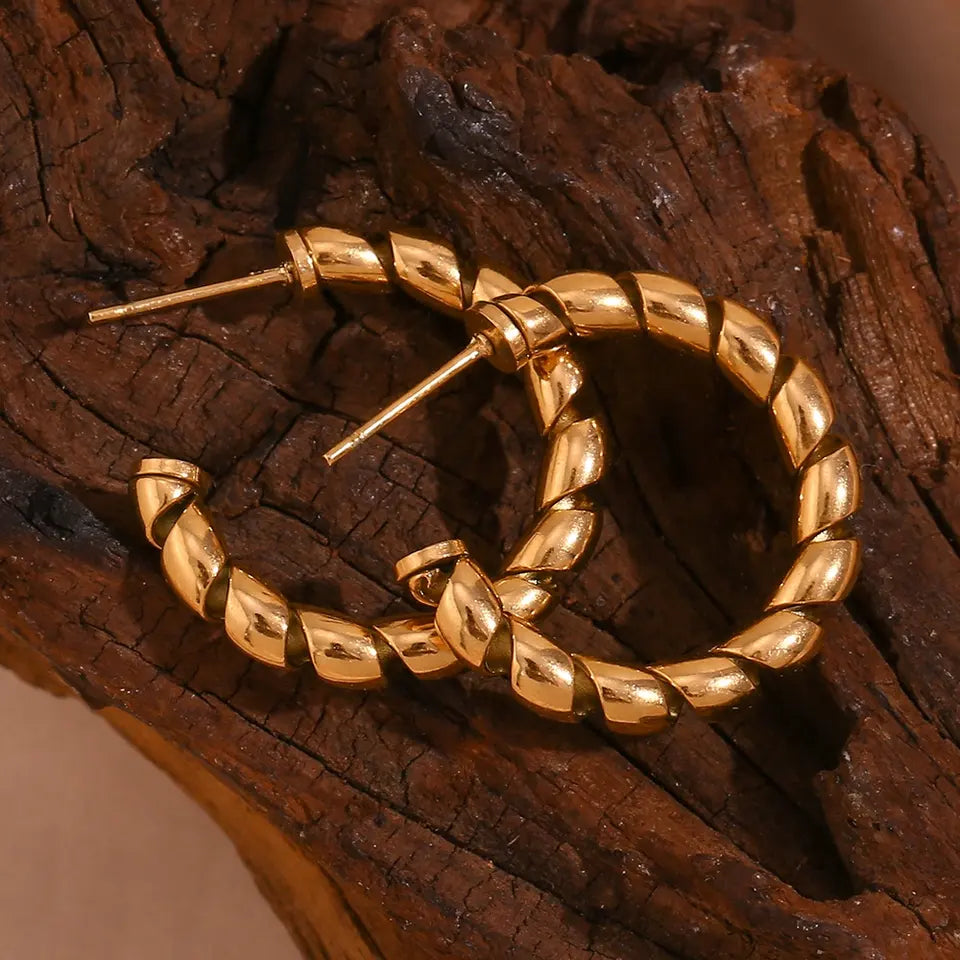 Party Earrings - Anti Tarnish Winding Twisted C Shape Earring