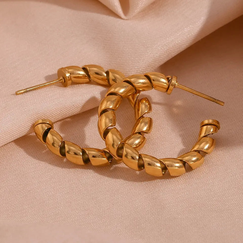 Party Earrings - Anti Tarnish Winding Twisted C Shape Earring