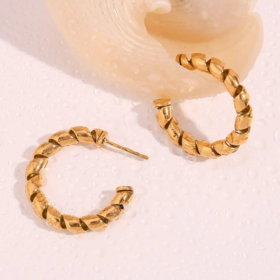 Party Earrings - Anti Tarnish Winding Twisted C Shape Earring
