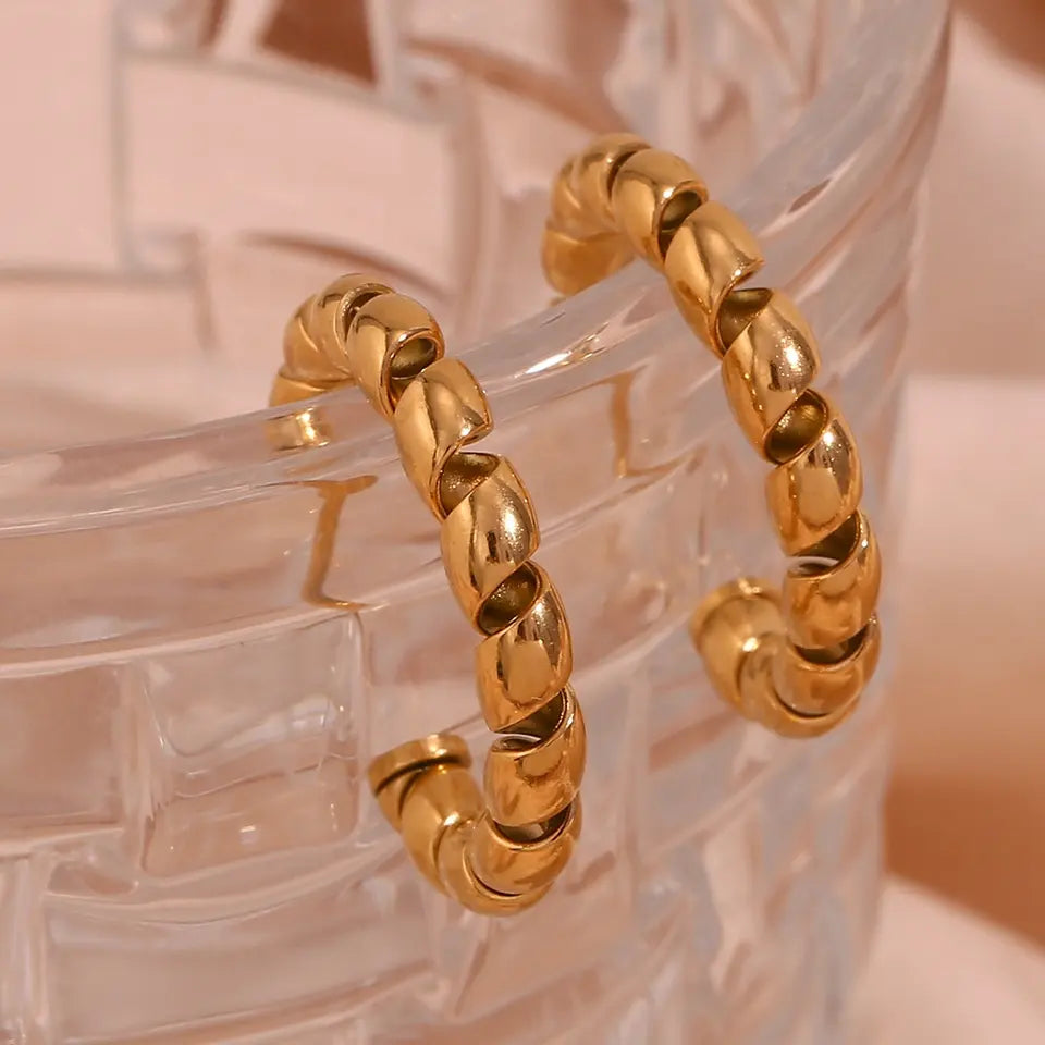 Party Earrings - Anti Tarnish Winding Twisted C Shape Earring