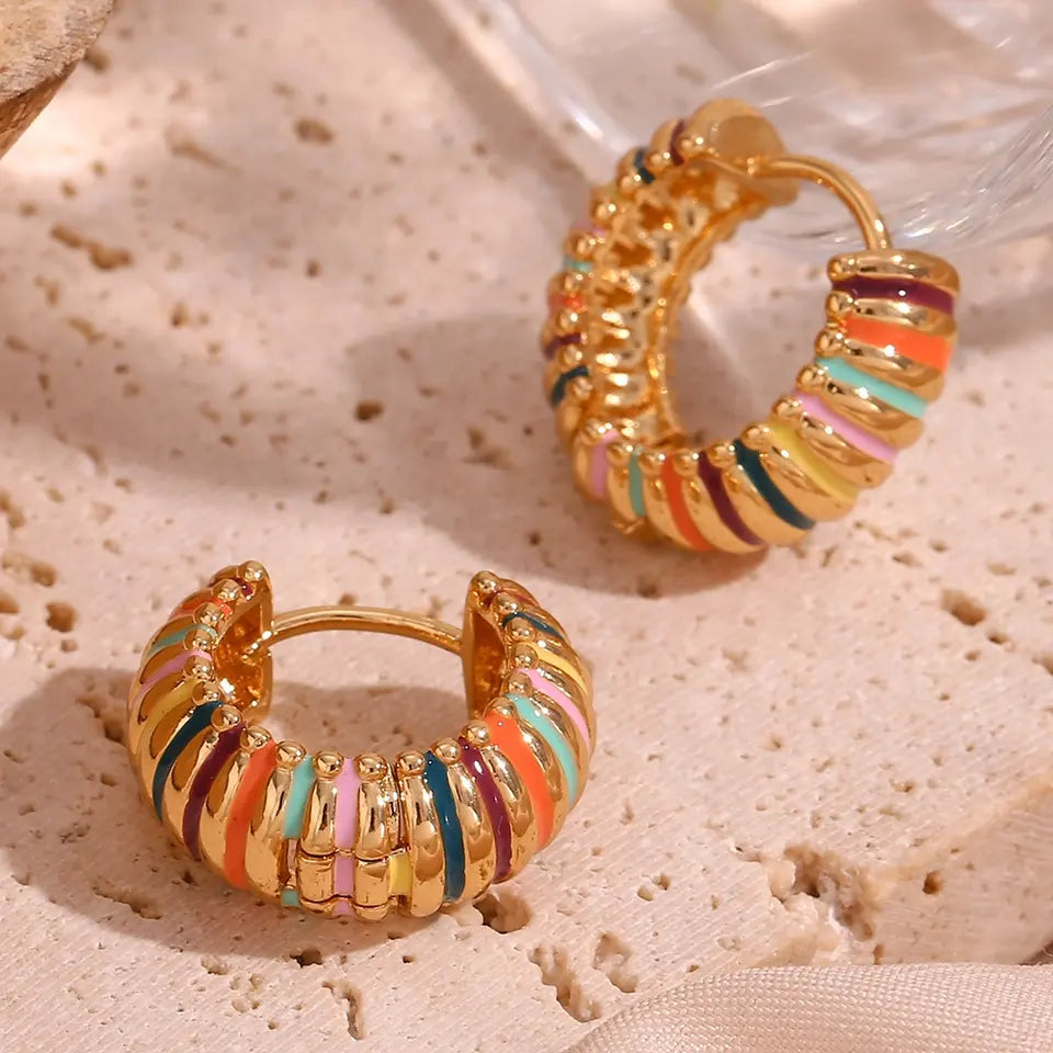Alegria Earrings - Colorful Enamel Hoop Earring.