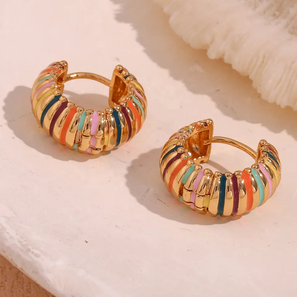 Alegria Earrings - Colorful Enamel Hoop Earring.