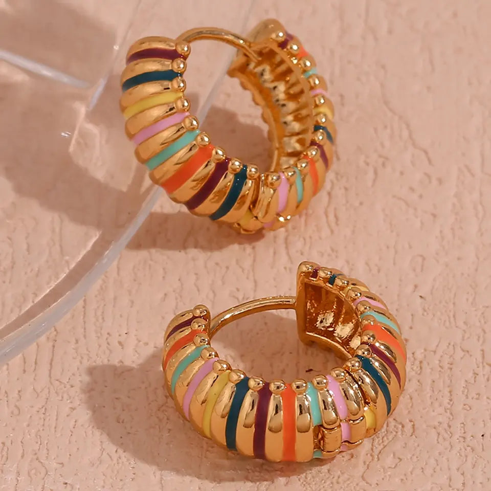 Alegria Earrings - Colorful Enamel Hoop Earring.