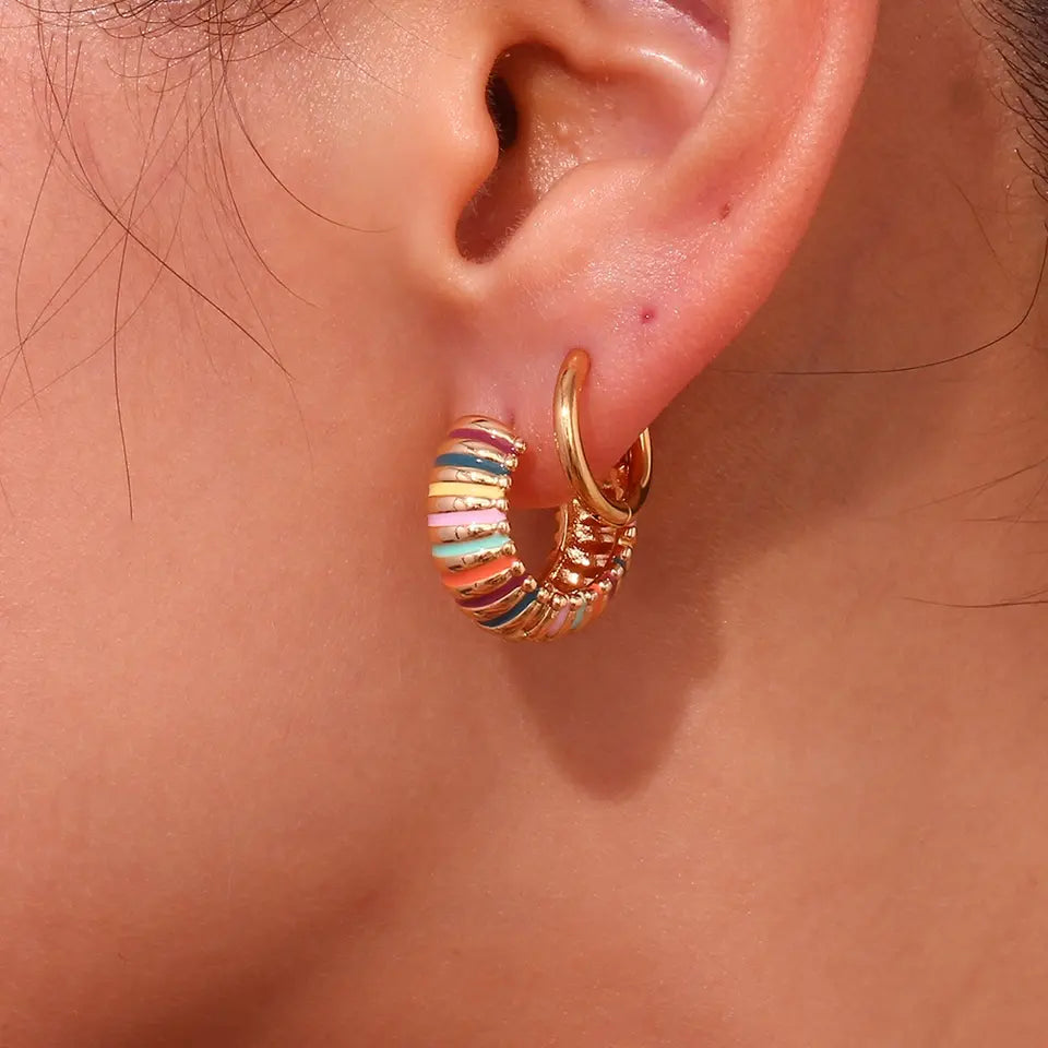 Alegria Earrings - Colorful Enamel Hoop Earring.