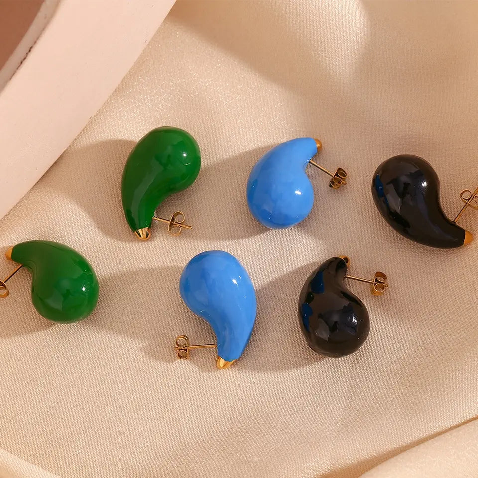 Santorini Earrings - Water Drop Stud Earrings.