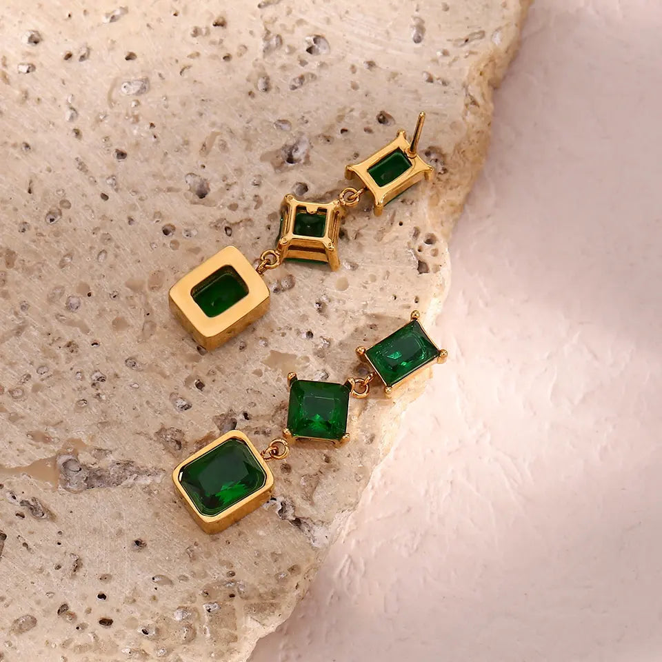Florence Earrings - Dangle Geometric Shining AAA Zircon drop earrings