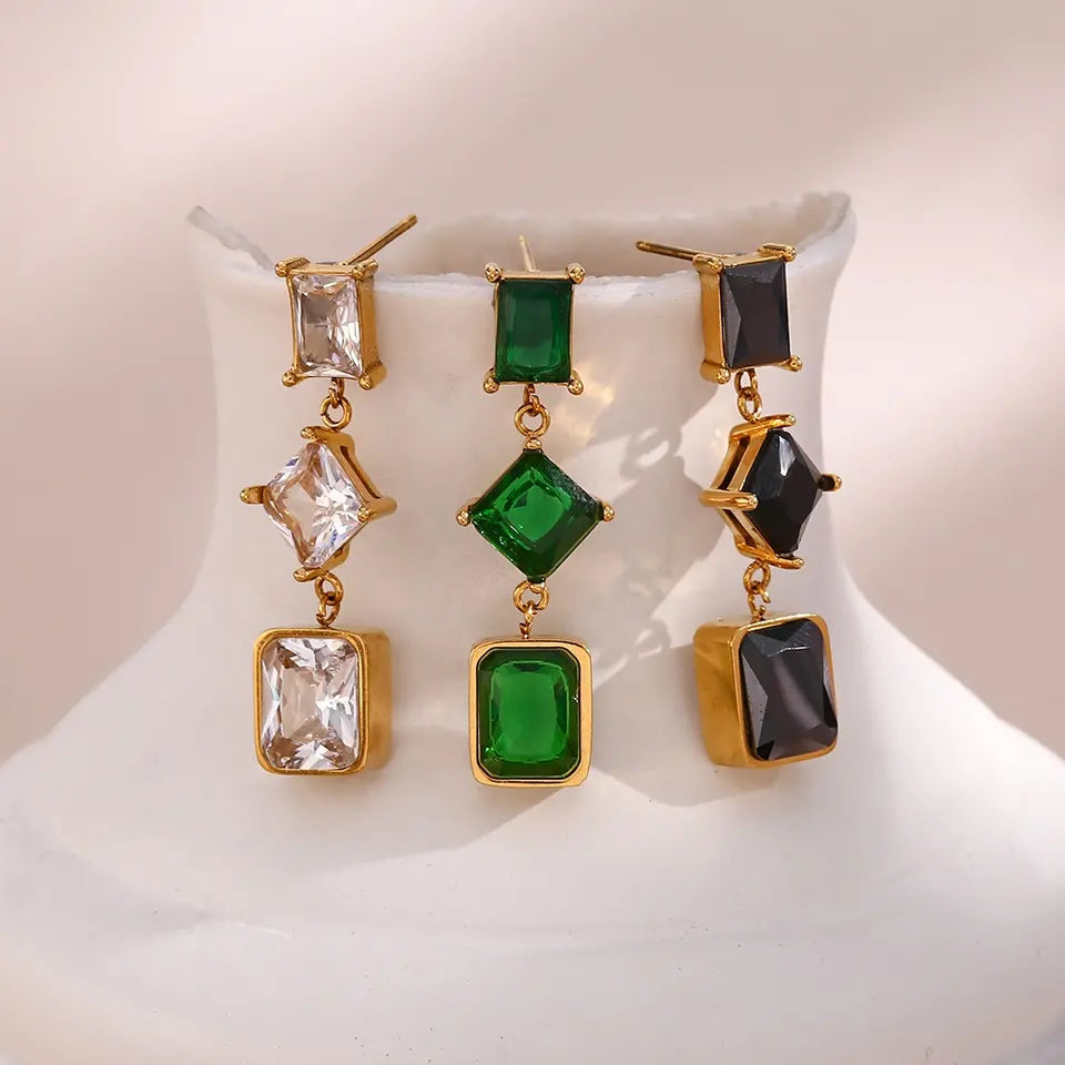 Florence Earrings - Dangle Geometric Shining AAA Zircon drop earrings