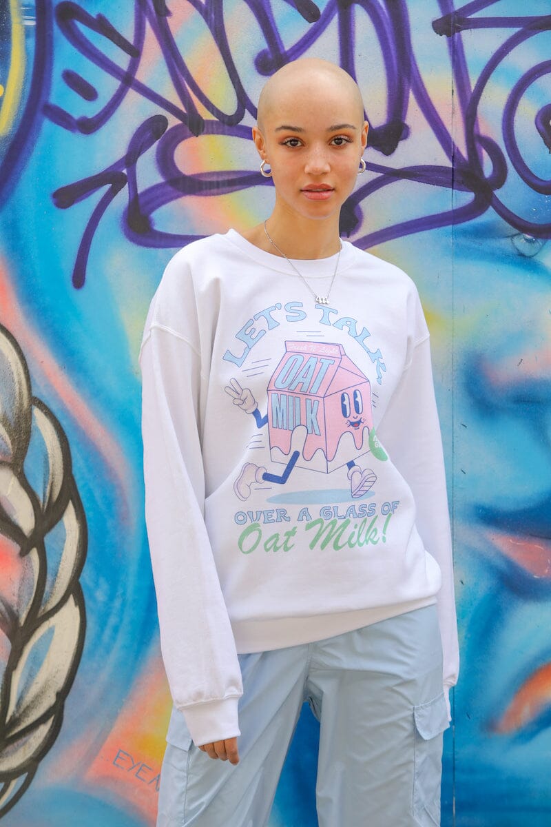 Let's Talk Over a Glass of Oatmilk Sweatshirt