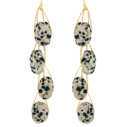 Dalmation Jasper "Academy" Earring | Gold