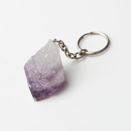 raw amethyst keychain