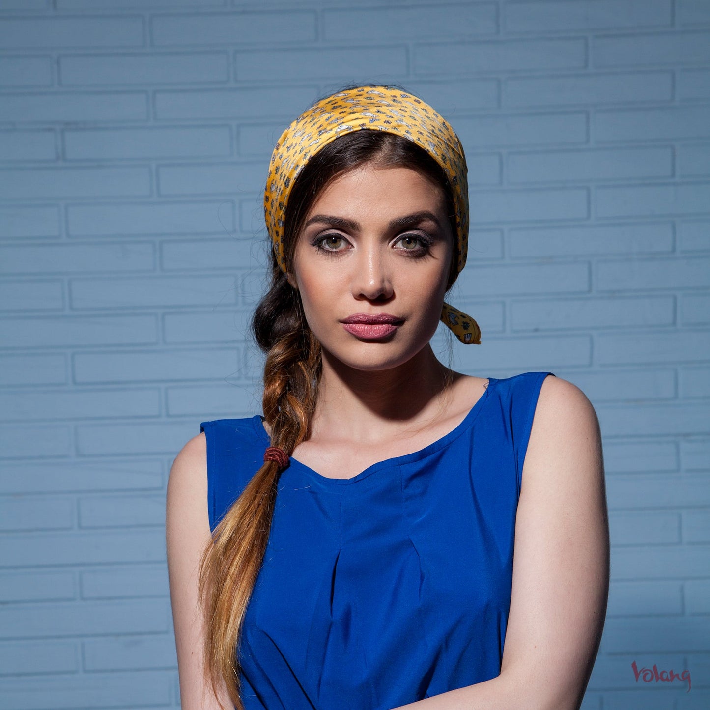 Silk Headband in Yellow with Cats
