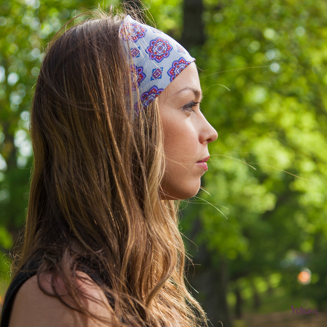 Silk Headband in Grey, Purple and Black