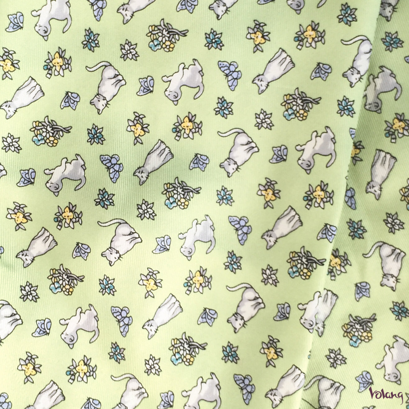 Silk Headband in Green with Cats