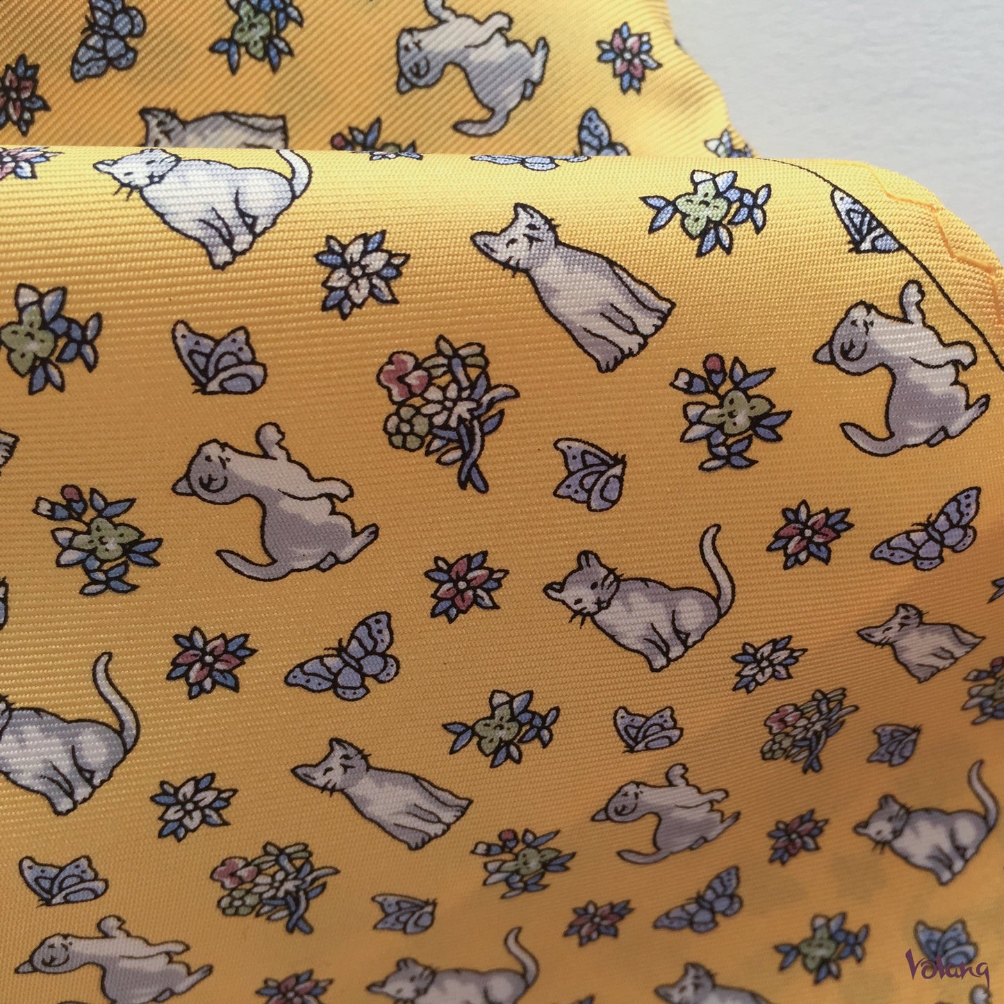 Silk Headband in Yellow with Cats