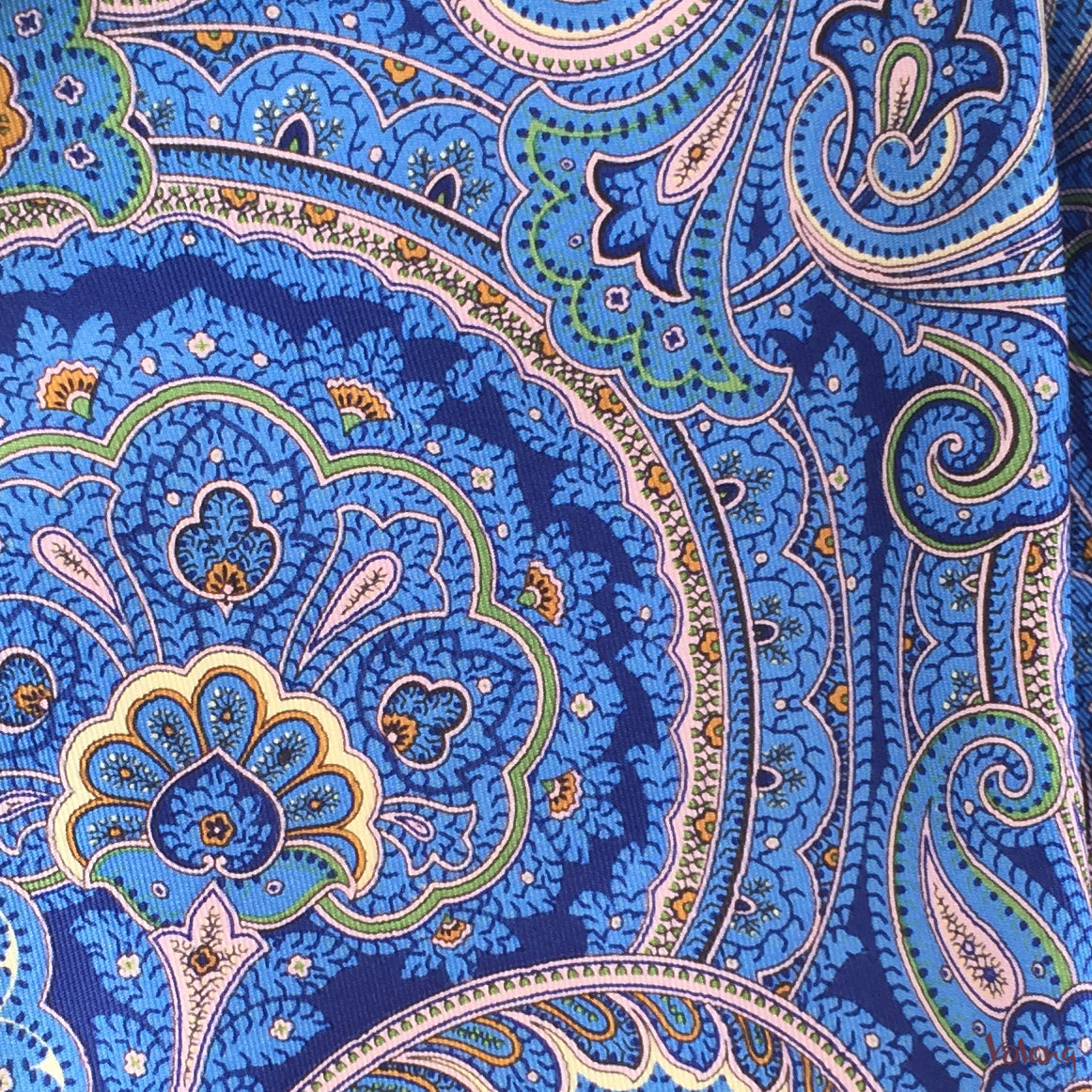 Silk Headband in Blue Paisley