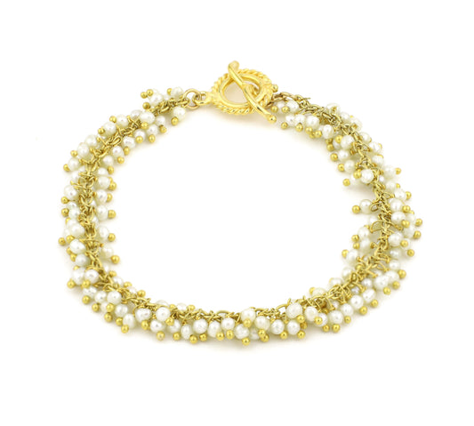 Pearl Single Shimmer Bracelet - Gold